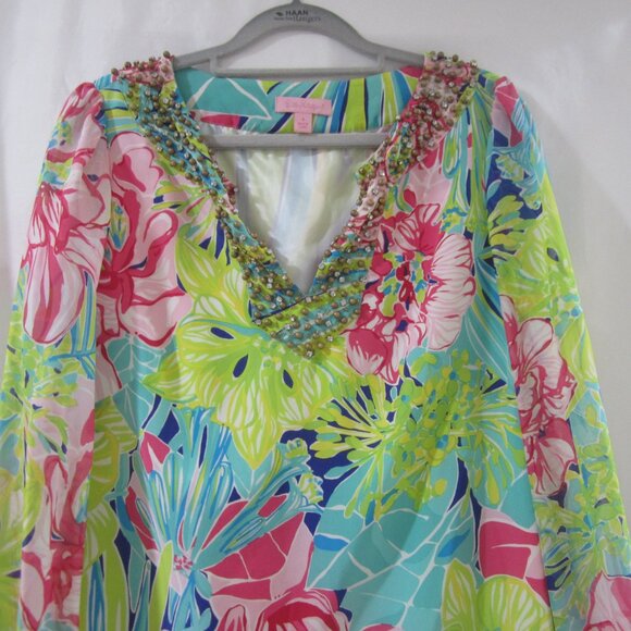 Lilly Pulitzer 4 Saemus Silk Beaded Tunic Dress RARE - Picture 3 of 8